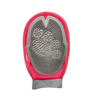 China New Viable Style Cat Cleaning Dog and Grooming Tools Red and Gray Silicone Rubber Massage Glove for sale