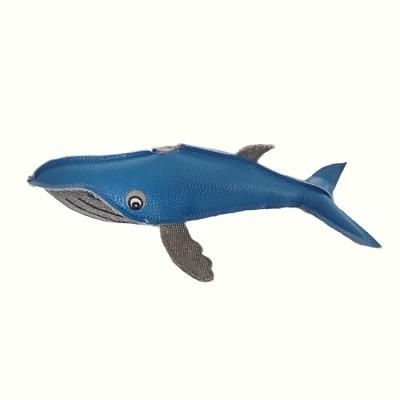 China Viable Whole Sale Eco-Friendly Dog and Cat Artificial Leather Interactive Chew Toy Animal Whale Shape with the Squeaker for sale