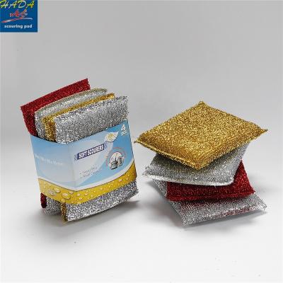 China Viable Sponge Mesh Sponge Foam Scouring Pad Kitchen Silver Gold Sponge Cleaning Scrubber Scrub Sponge for sale