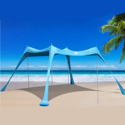 China Straight Tie Type UPF50+ Outdoor Wind Proof Aluminum Poles Up Sun Shade Beach Tent Beach Canopy For Camping Holiday Fishing for sale