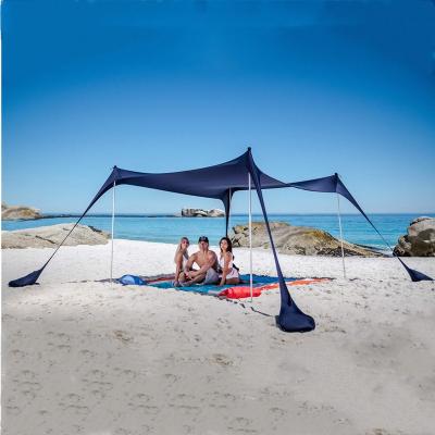 China Straight Tying Type Portable Family Summer Beach Tent Shade Umbrella Sun Shelter 4 Pole For Fishing Camping And Backyard Outdoors for sale