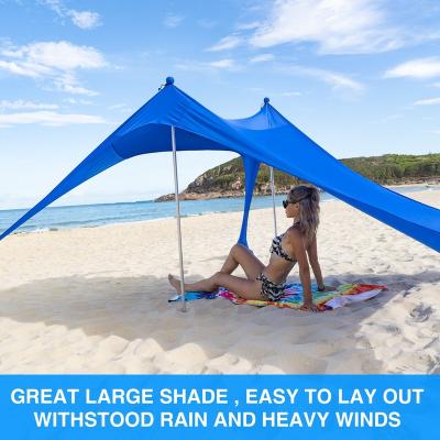 China UPF50+ Turquoise Straight Tying Type Pop Up Beach Tent Sun Shelter Beach Canopy For Camping Vacation Fishing for sale