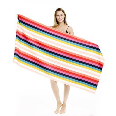 China Child Safe Large Absorbent Sand Microfiber Quick Drying Free Beach Towels For Travel Swimming Kids And Adults for sale