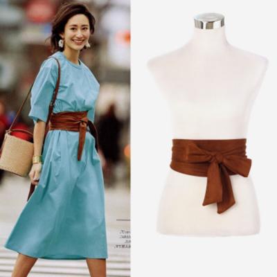 China European and American whole sale fashion lady style fabric wide soft waist with high tie waist wrap belt for sale