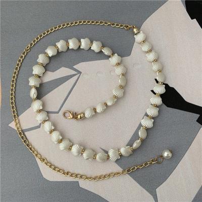 China Fashion elegent waist pearl korea lady shell chain belt for sale