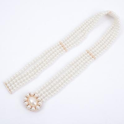 China Plastic Bead Wedding Decorations Fashionable Like Line Four Beaded Sash Bridal Wedding Beads for sale