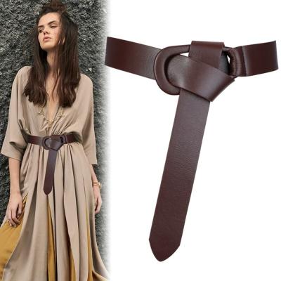 China New Fashion Modern Sheepskin Women Genuine Leather Tie Waist Belt for sale