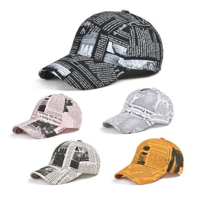 China NEW sunshade design unisex newspaper words print style adult sunshade character four-season hat for sale