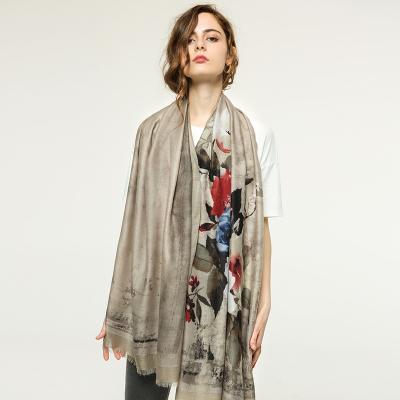 China Cotton and Linen Satin Printing Corner Scarf Thin Cotton and Ladies Linen Scarf for sale