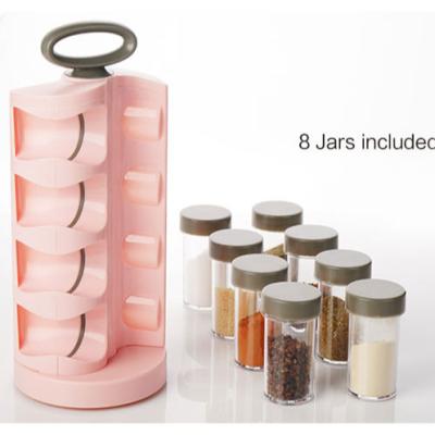 China Viable Plastic 8 Jars Spice Containers Spice Rack Jars Set for sale