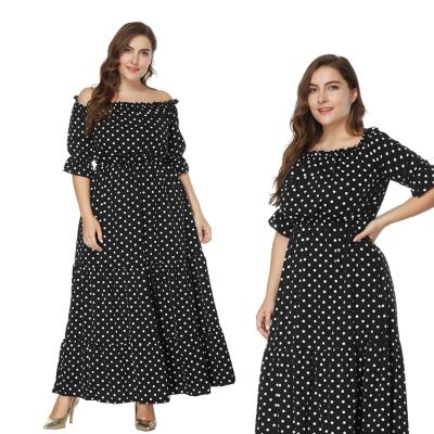 China Viable Womens Clothing Casual Style Plus Size Maxi Dress Polka Dot Print for sale