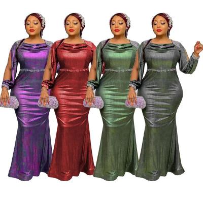 China Anti-wrinkle african dresses for women shiny fabric fashion style bodycon dress women elegent prom dresses for sale