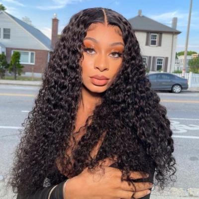 China Deep Wave Swiss Lace 13*4 Lace Front Human Hair Wigs Raw Virgin 150 Density 180 Lace Closure Wig Brazilian for sale