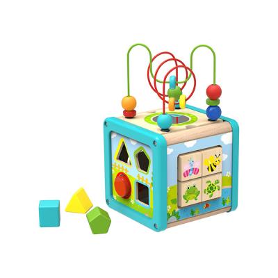 China New Design Baby Kids Educational Beads Coaster Toy Colorful/Safe/Environmental Wooden Activity Cube Toys for sale