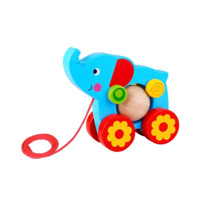 China Colorful/Safe/Environmental Preschool Toddler String Pull Along Hippo Beads Wooden Toy for sale