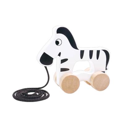 China Colorful/Safe/Environmental Wooden Animal Zebra Push Along Walking Toy for sale