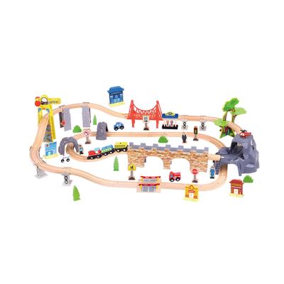 China New Toy Top Selling Colorful/Safe/Environmental Wooden Train Set-90pcs for Kids Other Pretend Play and Kindergarten for sale