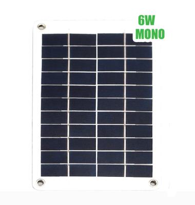 China High-transmittance and low reflection Mini Portable 5 Volt 6 Watt Monocrystalline Solar Panel for Mobile Phone Power Bank Camera Fan Camping Lantern CA379-SL for sale