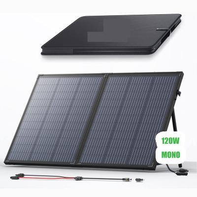 China Portable High Efficiency 120W Igniter Monocrystalline Solar Panel Foldable Waterproof Suitcase With Built In Kickstand CA432-SL for sale