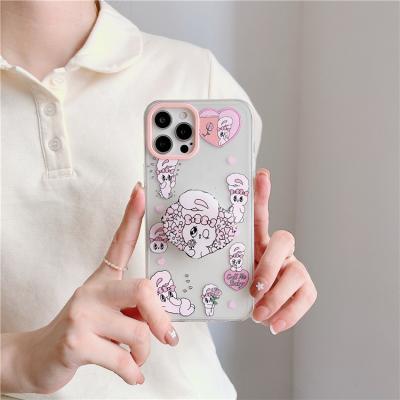 China Cute Clear Anti-drop Phone Cover With Bracket For iPhone 12 Pro Se 11 X XS XR 7 8 Plus Max Shockproof Rabbit Phone Case for sale