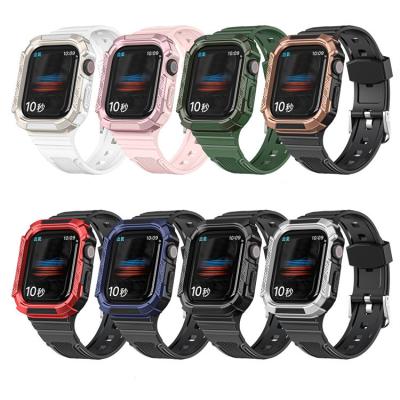 China For Apple Watch Series 7654 2 in 1 Built-in Watch Band With TPU Case Smart Watch Strap Shockproof Armor Case PC For Apple Watch Series 7654 for sale