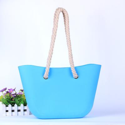 China ENGLAND STYLE Silicone Rubber Beach Tote Bag Fashion Women Beach Handle Rubber Bag for sale