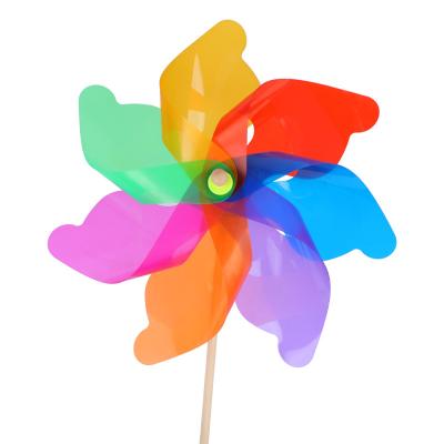 China Universal PP+Wood Pole Decorative Wooden Windmill Plastic Suns For Kids for sale