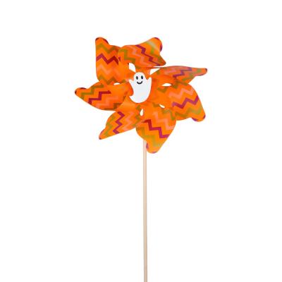 China PP+Wood Polish Manufacturer Custom Wholesale Halloween Decorative Windmills Spinning Suns for sale