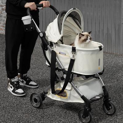 China Luxury Hot Sale High Quality Folding Travel Carrier Trolley Four Wheel Pet Stroller for Dogs and Cat Luxury Folding for Dog and Cat for sale