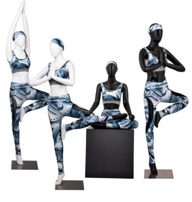 China Other Fiberglass Sports Fashion Design Full Body Female Yoga Mannequin For Yoga Apparel Display Sale for sale