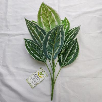 China Plastic Yarn Cloth Rose Leaf Wholesale Rose Silk Screen Flower Material Six Fork Rose Leaf DIY Production for sale