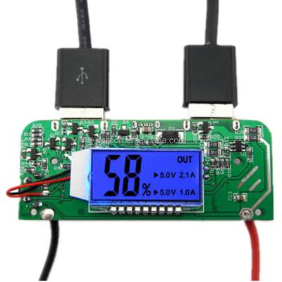 China Dual USB 5V 2.1A 1A Mobile Power Bank Charger PCB Panel Boost Step Up Power Supply Module LED Screen Display For 18650 Dual USB 5V 2.1A 1A Mobile Power Bank Charger of DIY battery 65*2 for sale