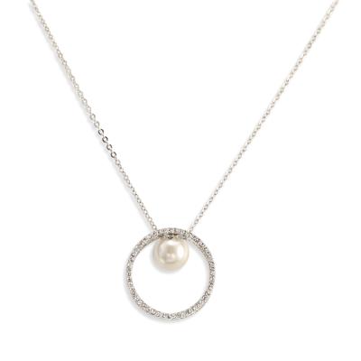 China Custom Sterling Silver Trendy Circle Necklace Pearl Fashion Jewelry Necklace for sale