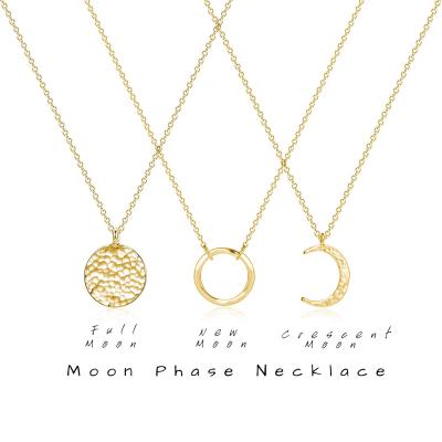 China New Tasty Custom Design Moon Phase 18k Link Chain Pendant Necklace Women Jewelry Minimalist Simple Circle Lead Free Nickel Free Full Coin for sale