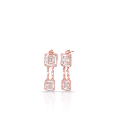 China TRENDY 925 Sterling Silver Earrings Brass Jewelry for Women Rhodium Rose Plating Zircon Drop Earrings for sale