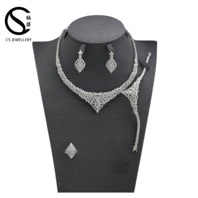 China B17908 Fashion Nigeria Woman Jewelry Set Brass Necklaces Zirconia Brass Jewelry Set for sale