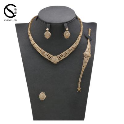 China B16627 Dubai Copper/Brass Luxury Gold Plated Jewelry Set Zirconia Jewelry Set Fancy Type Jewelry Set for sale