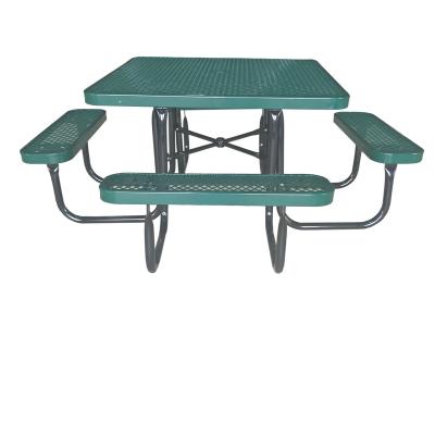 China Metal Mesh Thermoplastic Coating Square Outdoor Industrial Garden Table for Picnic Dining for sale