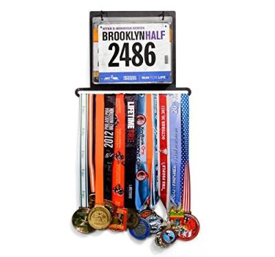 China Custom Wall Mounted Europe Winner Medal Hanger with 12 Race Bib Pockets for sale