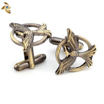 China Promotional Gift Hunger Games Mockingja Birds Antique Bronze Cufflink For Men Shirts Dress Suit Cuff Links for sale