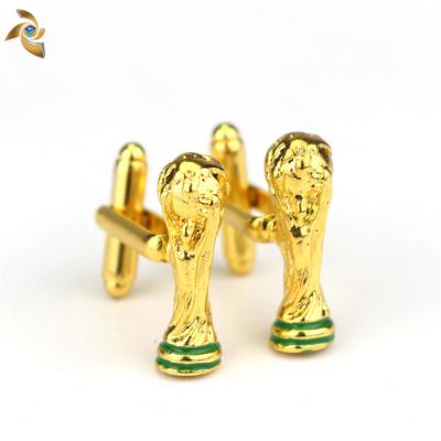 China Promotion Gift American Football Trophy Cufflinks Cup Shiny Gold High Quality Cufflinks For Fans for sale