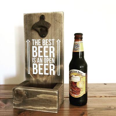 China Sustainable Promotional Wooden Wall Mounted Bottle Opener Plant for sale