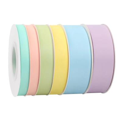 China Luster Heye factory solid color single faced wholesale polyester customized support satin ribbon for sale