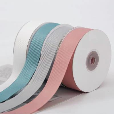 China Luster Heye factory morandi colors double faced 3-100 mm 100% polyester grosgrain ribbon for sale