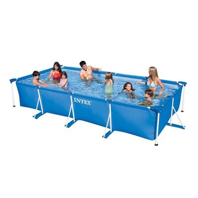 China Intex 28273 Rectangular Prism Frame Swimming Pool Blue Steel Frame Pool 450cmX220cmX84cm for sale