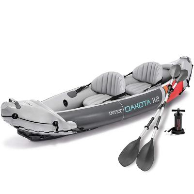 China lakes & rivers & Intex 68310 Dakota K2 2-Person Water Resistant Vinyl Confined Inflatable Kayak with Oars and Compressor for sale