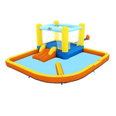 China Bestway exterior 53381 H2OGO! Beach Bounce House Splash and Slide Backyard Water Park Castle Kids Fast Inflatable Paddling Pool for sale