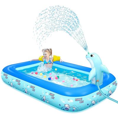 China Soft Toy Inflatable Pool with Dolphin Sprinkler - Water Toys for Kids and Toddlers for sale