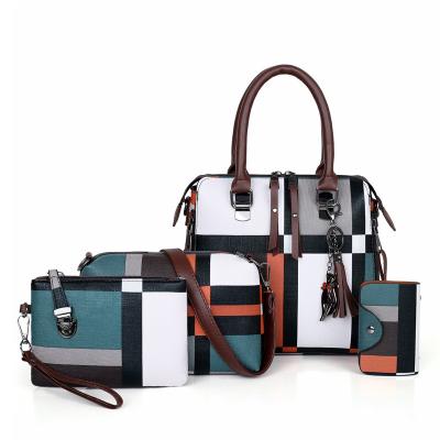 China ENGLAND STYLE Luxury Handbags Plaid Women Bags 2020 Bags For Women Designer Tassel Purses Handbags Set 4 Pieces Woman Compound Clutch for sale