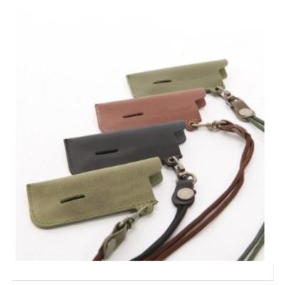 China YY Factory Eco-Friendly Outdoor Leather Torch Case Custom Camping Zipper Lighter Pouch Leather Cover for sale